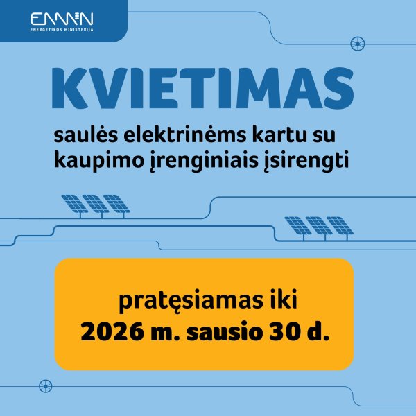 Pratęsiamas kvietimas gyventojams gauti paramą saulės elektrinėms ir kaupikliams – paraiškas...