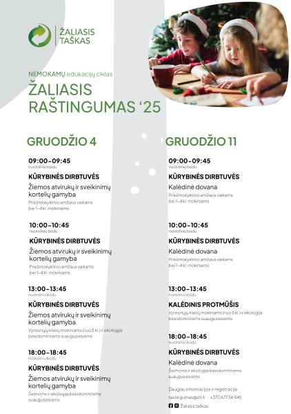 „Žaliasis taškas“ kviečia prisijungti prie nemokamų nuotolinių edukacijų ciklo „Žaliasis...