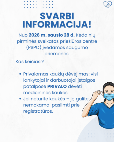 Kėdainių pirminės sveikatos priežiūros centre įvedamos saugumo priemonės
