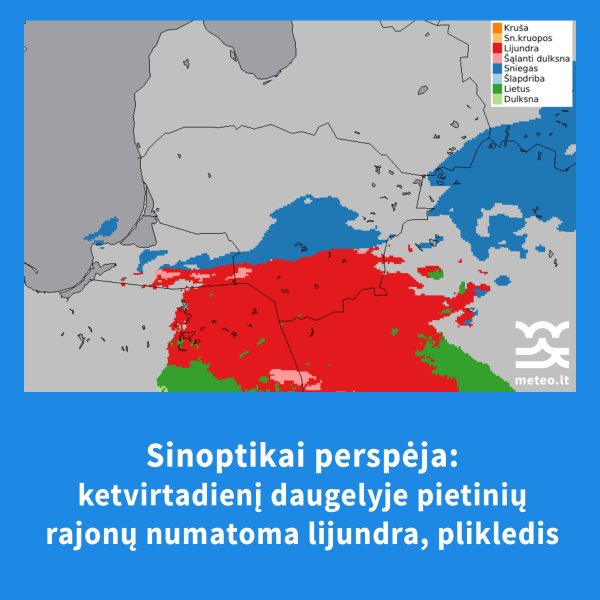  DĖMESIO – prognozuojamos sudėtingos oro sąlygos