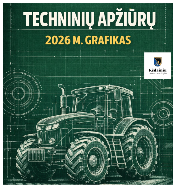 Traktorių, savaeigių ir žemės ūkio mašinų bei jų priekabų techninių apžiūrų Kėdainių rajono...