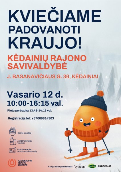 Nacionalinis kraujo centras kviečia padovanoti kraujo!