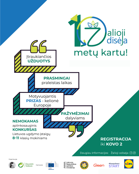 Kviečiame 8-11 klasių moksleivius jungtis prie nemokamo aplinkosauginio konkurso „Žalioji odisėja...