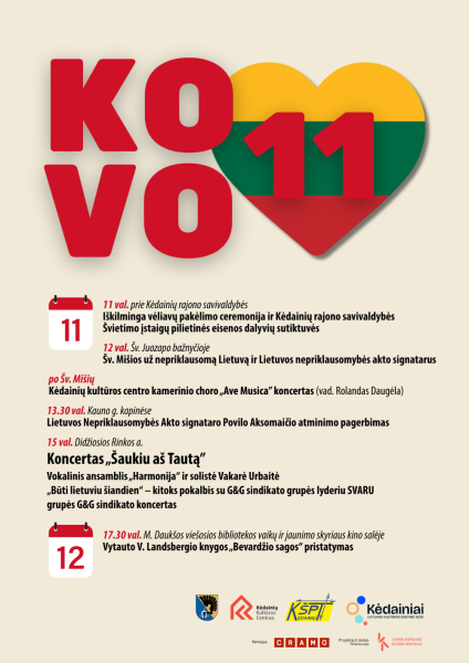 Lietuvos nepriklausomybės atkūrimo diena. Renginių programa 