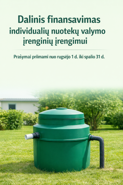 Informacija apie individualių nuotekų valymo įrenginių įsigijimo dalinį finansavimą
