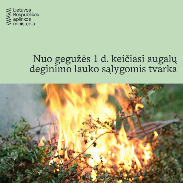 Aplinkos ministerija informuoja, kad nuo gegužės 1 d. keičiasi augalų deginimo tvarka