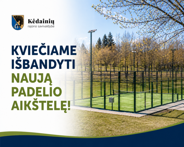 Kviečiame kraštiečius ir miesto svečius atvykti išbandyti naują padelio aikštelę, įrengtą prie...