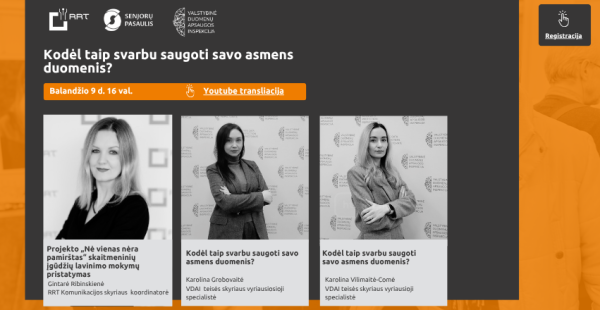 Kviečiame į nemokamą nuotolinę paskaitą „Kodėl taip svarbu saugoti savo asmens duomenis?”