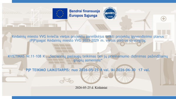 Kviečia teikti vietos plėtros projektų įgyvendinimo planus pagal kvietimą Nr. 11-108-K...