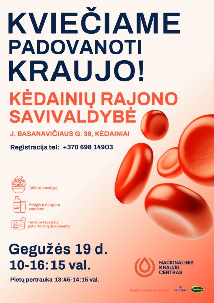  Nacionalinis kraujo centras kviečia padovanoti kraujo!