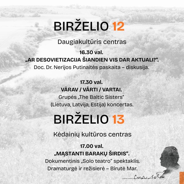 Susitikime jau šiandien ir rytoj Czesławo Miłoszo festivalio renginiuose!