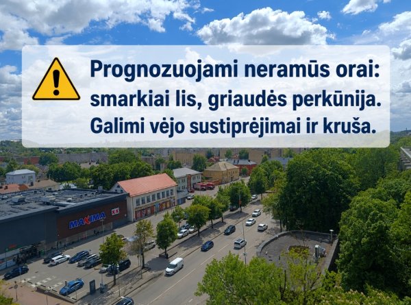 DĖMESIO: Šiandien prognozuojamos liūtys su perkūnija!