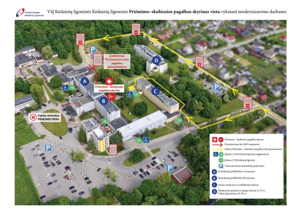 Kėdainių ligoninė informuoja apie laikinus Priėmimo–skubiosios pagalbos skyriaus darbo...