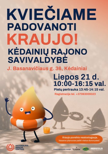 Kraujo donorystės akcija vyksta šiandien – Nacionalinis kraujo centras laukia jūsų! 