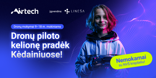 Kviečia mokinius registruotis į „Airtech“ dronų būrelius