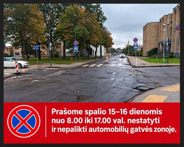 Dėmesio! S. Jaugelio-Telegos gatvėje vyks asfaltavimo darbai